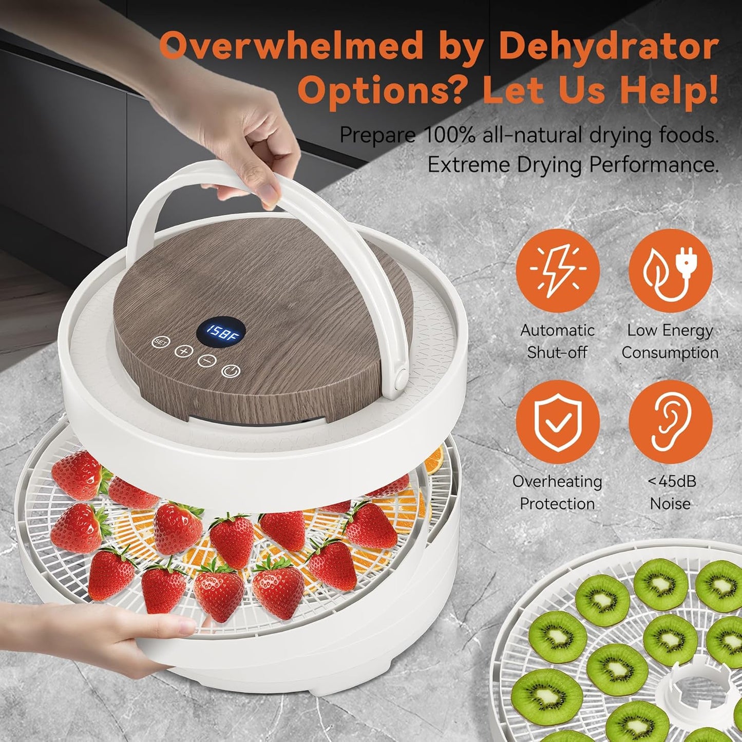 Food Dehydrator for Jerky, 5 BPA-Free Trays Dehyrator Machine for Meat, Fruits, Beef Jerky, Mushroom, with a Convergence Drying Flow System, 500W, Recipes Cookbook included, Freeze Dryer