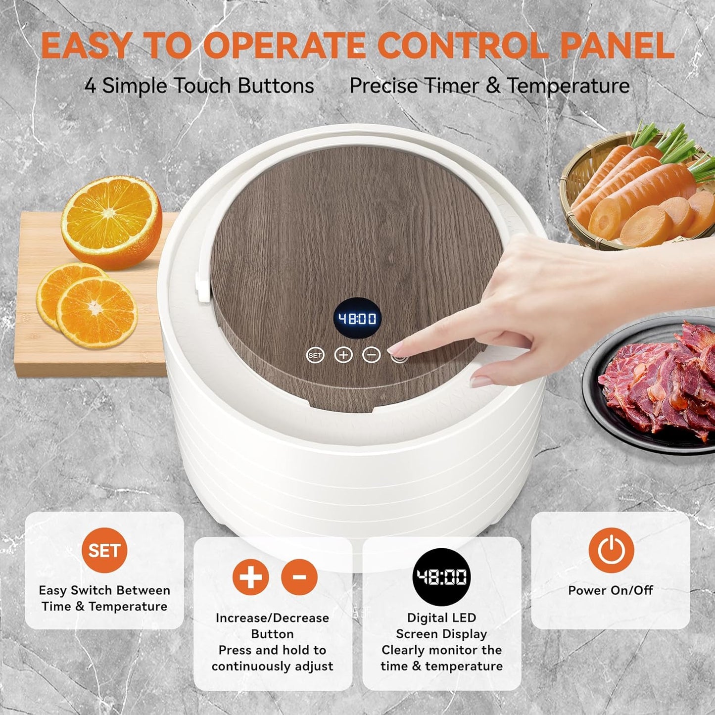 Food Dehydrator for Jerky, 5 BPA-Free Trays Dehyrator Machine for Meat, Fruits, Beef Jerky, Mushroom, with a Convergence Drying Flow System, 500W, Recipes Cookbook included, Freeze Dryer