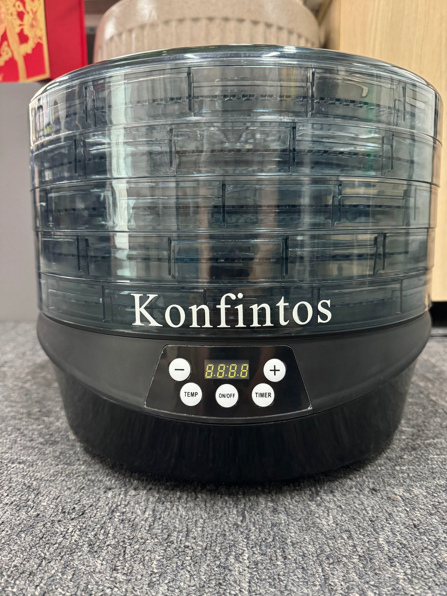 Konfintos Electric Toaster Ovens Food Dehydrator , 5 BPA-Free 11.4" Trays Adjustable Temperature Controls, Jerky, Herbs, Fruit, Veggies, Dried Snacks, Black