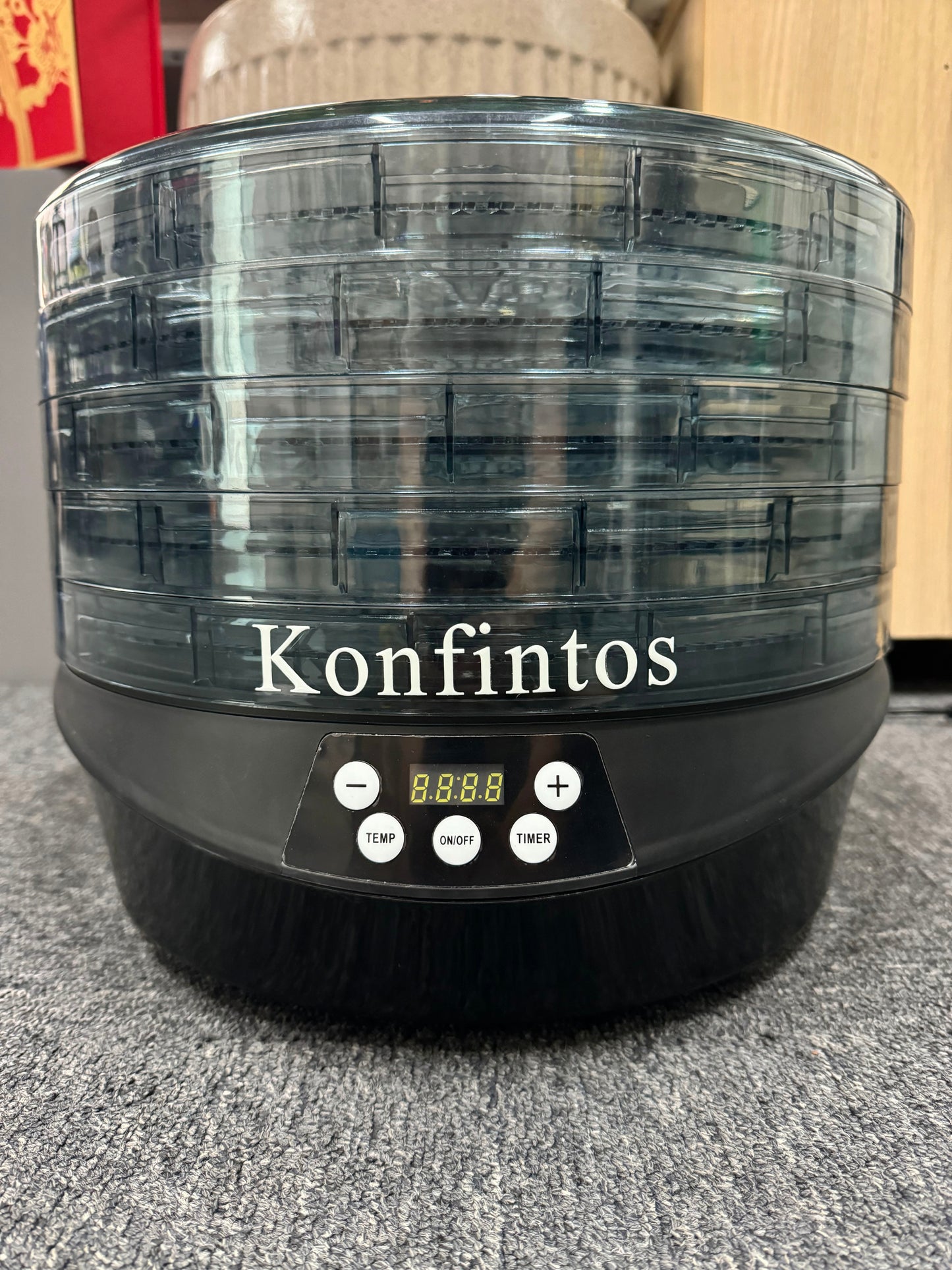 Konfintos Electric Toaster Ovens Food Dehydrator , 5 BPA-Free 11.4" Trays Adjustable Temperature Controls, Jerky, Herbs, Fruit, Veggies, Dried Snacks, Black