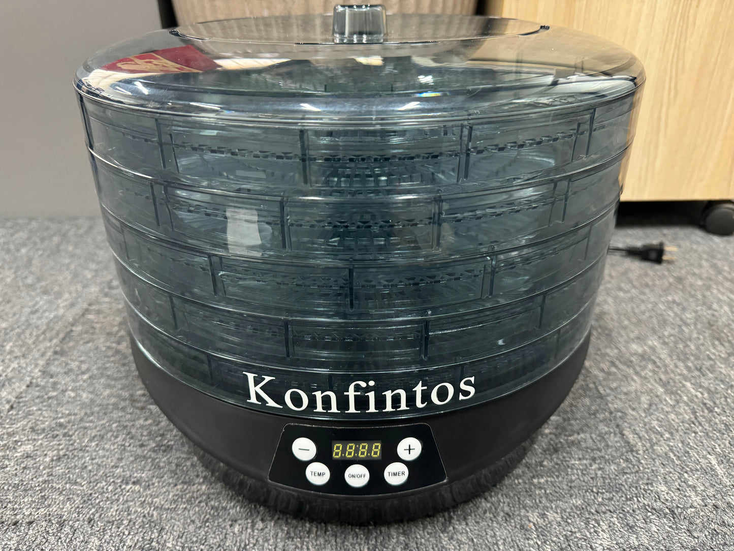 Konfintos Electric Toaster Ovens Food Dehydrator , 5 BPA-Free 11.4" Trays Adjustable Temperature Controls, Jerky, Herbs, Fruit, Veggies, Dried Snacks, Black