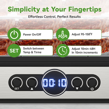 Food Dehydrator for Jerky, 5 BPA-Free Trays Dehyrator Machine for Meat, Fruits, Beef Jerky, Mushroom, with Time and Temperature Control, 400W, Dehydrator Cookbook included, Freeze Dryer