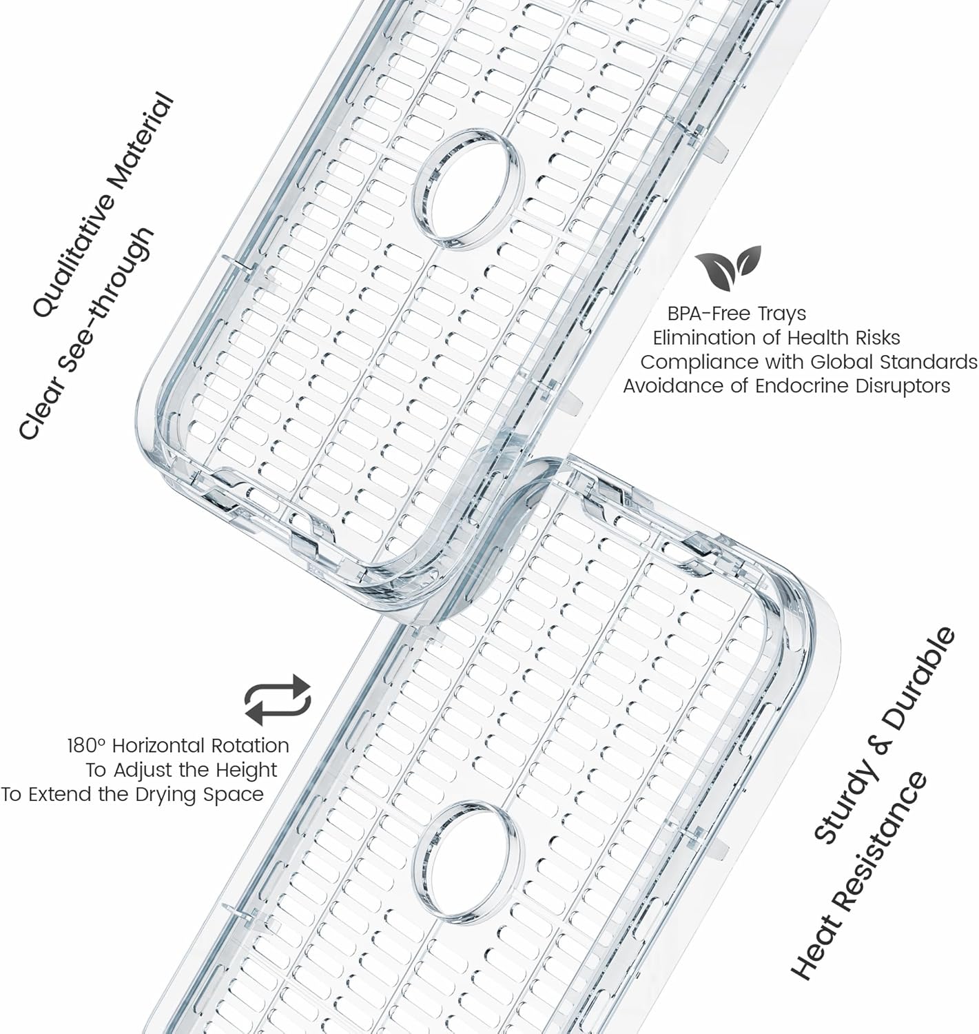 Food Dehydrator for Jerky, 5 Stackable BPA-Free Trays, Adjustable Temperature & 250W