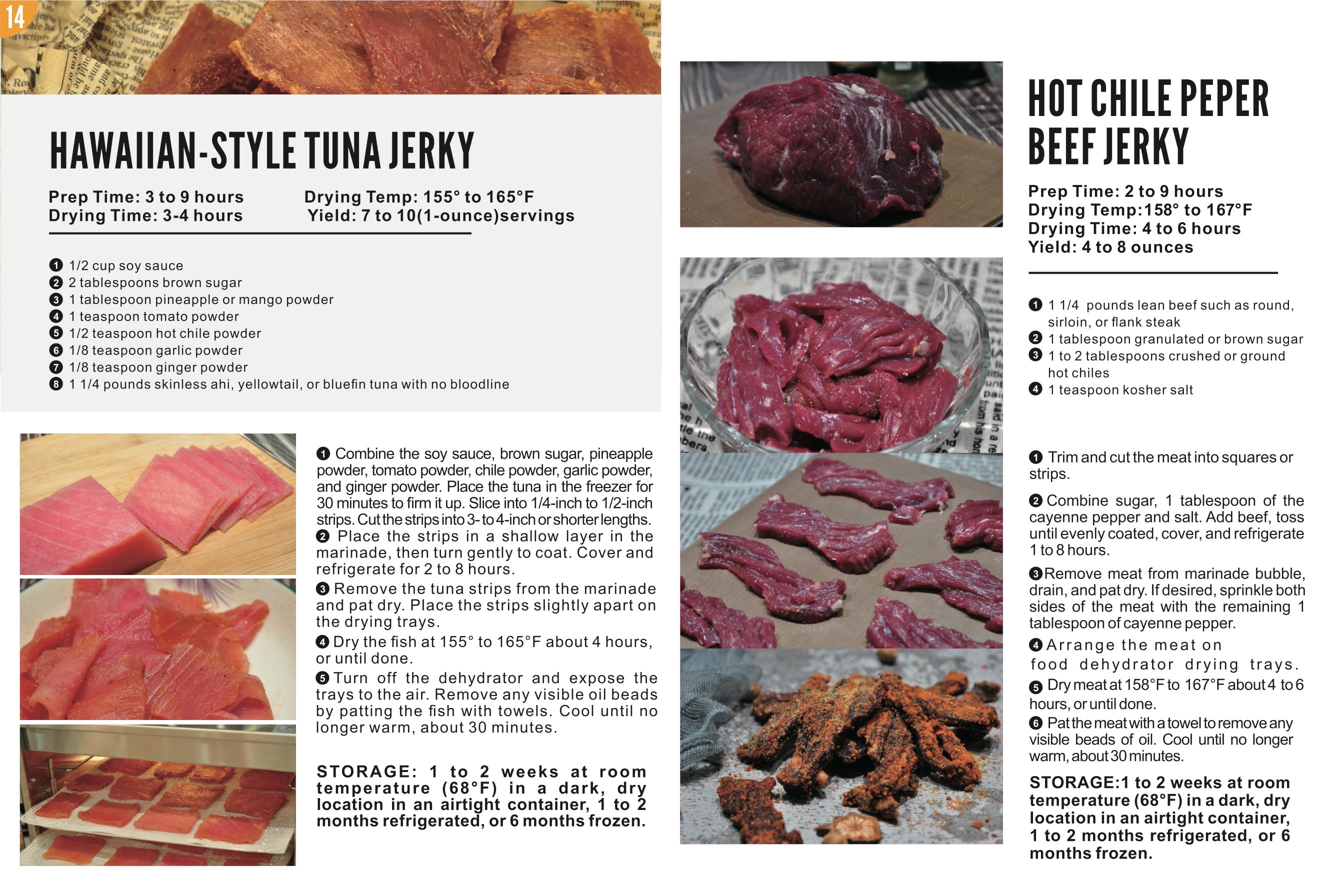 Food Dehydrator Recipes page 14: Tuna and Hot Chile Beef Jerky