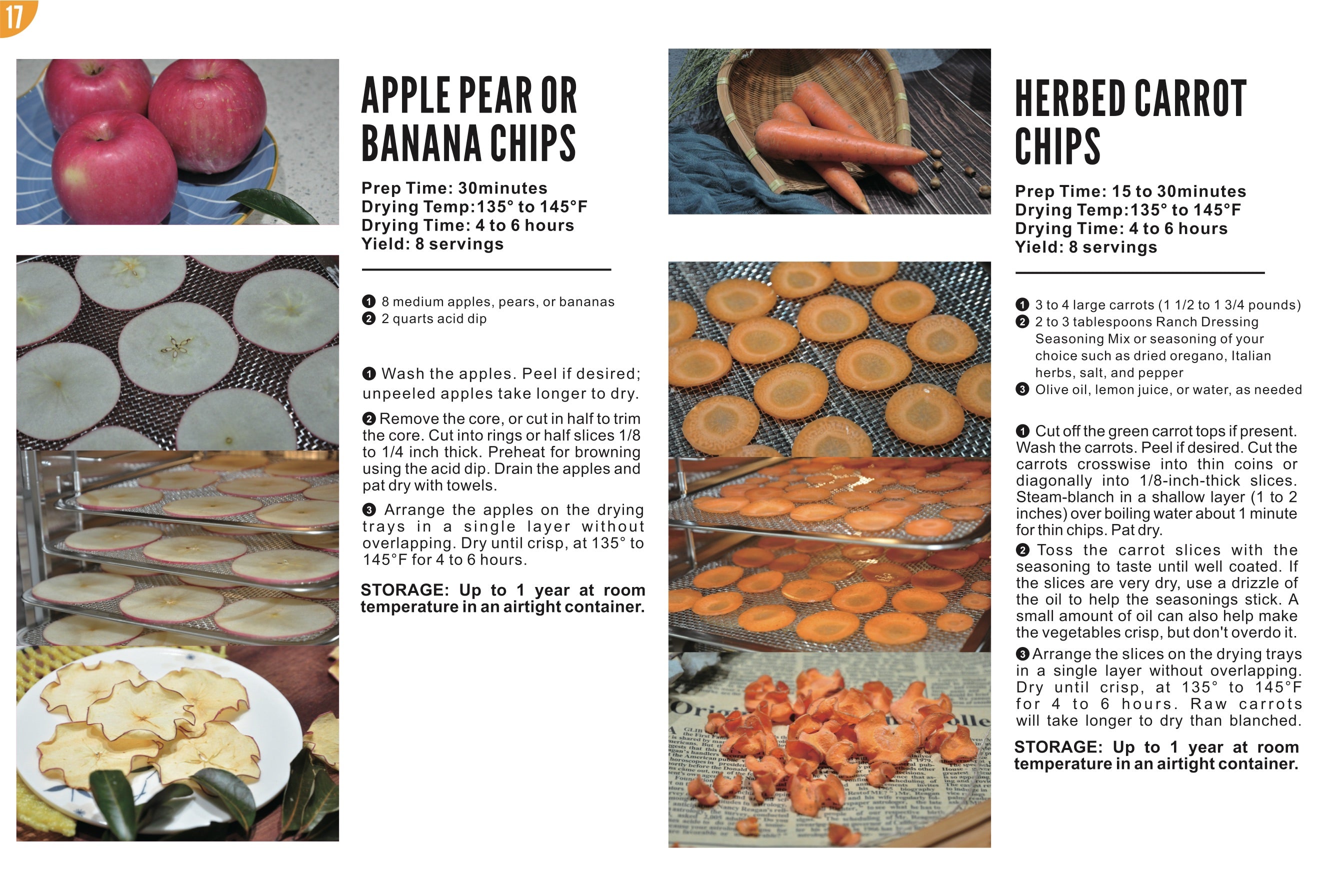 Food Dehydrator Recipes page 17: Fruit and Carrot Chips